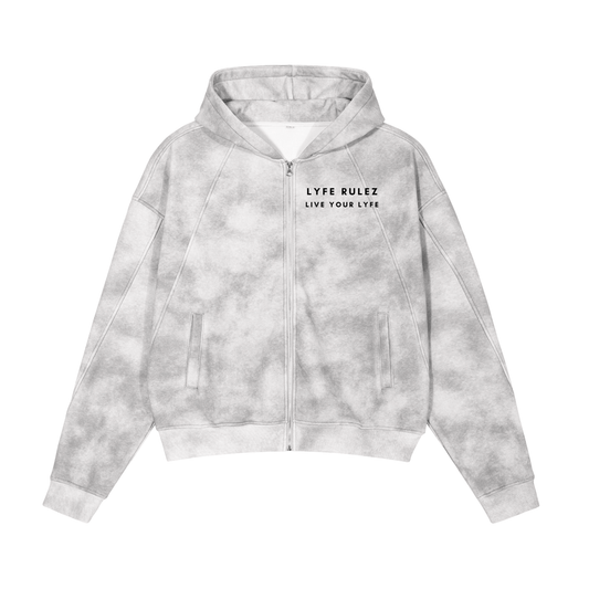 LYFE RULEZ Dirty Washed Zip-Up Fleece Hoodie