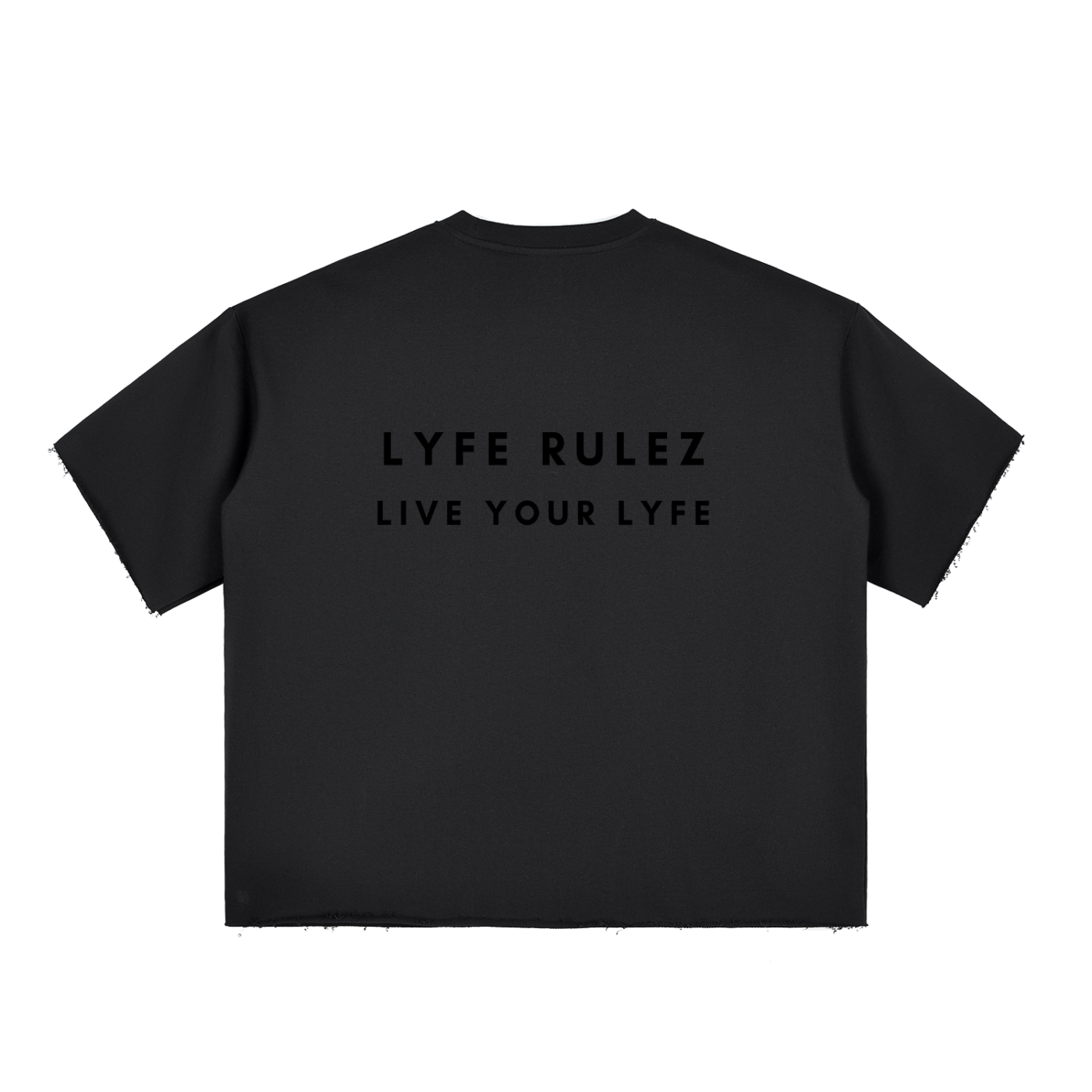 LYFE RULEZ Boxy Half-Sleeve Raw-Edge T-Shirt