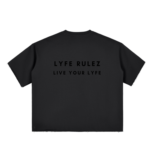LYFE RULEZ Boxy Half-Sleeve Raw-Edge T-Shirt
