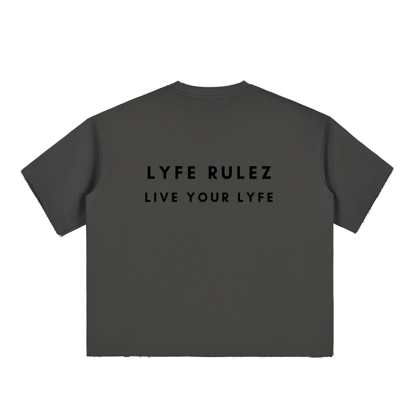 LYFE RULEZ Boxy Half-Sleeve Raw-Edge T-Shirt