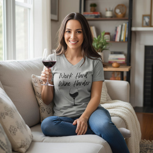 My Lyfe My Rulez Work Hard Wine Harder Women's V-Neck Tee