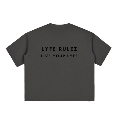 LYFE RULEZ Boxy Half-Sleeve Raw-Edge T-Shirt