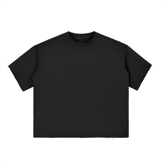 LYFE RULEZ Boxy Half-Sleeve Raw-Edge T-Shirt