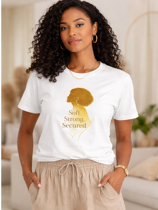 Soft Strong Secured™ – Modern Feminine Authority Tee | Luxury Empowerment Streetwear for Women
