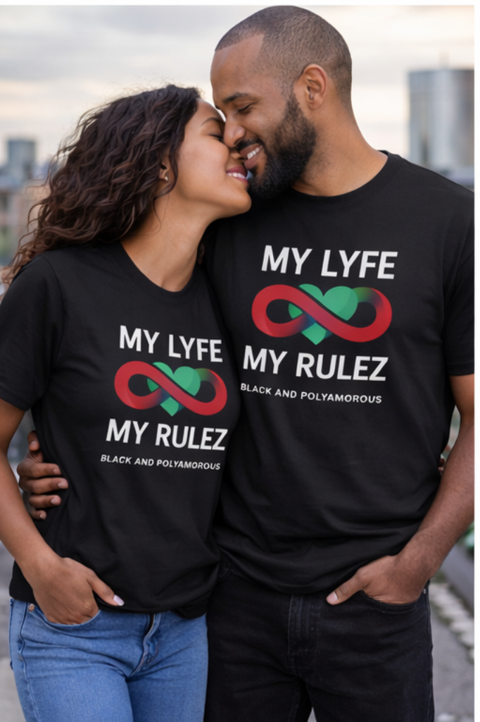 My Lyfe My Rulez — Black & Polyamorous Infinity Tee (Unisex)